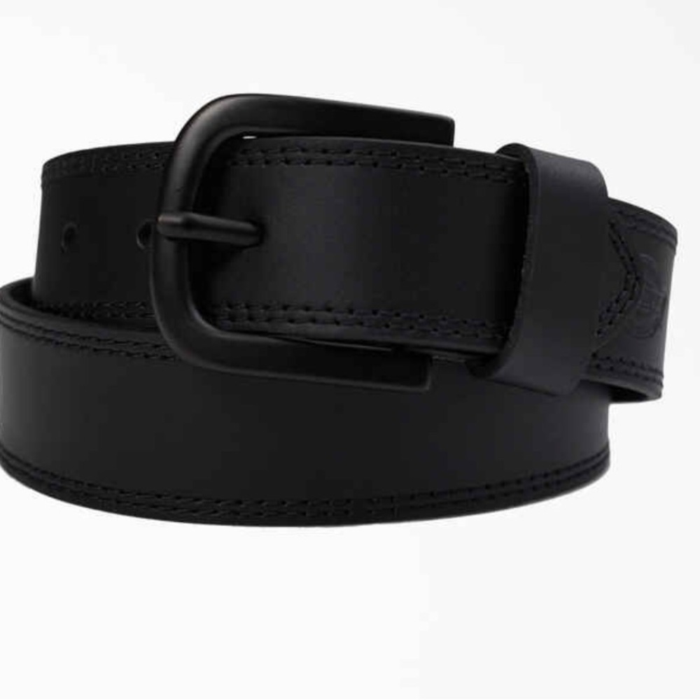 New! Dickies black leather belt with dark metal hardware 34